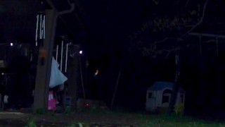Chubby slut wife peeing outside in front of pissing grabbing her huge breasts