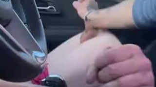 Stroking each other’s cocks on a busy highway 