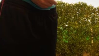 Smoking and wanking outdoors