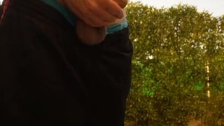 Smoking and wanking outdoors