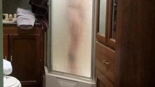 Step dad left bathroom door open