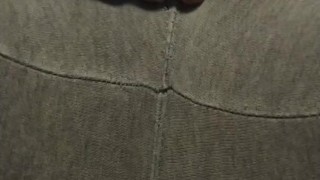 Gray sweatpants wetting peed pants