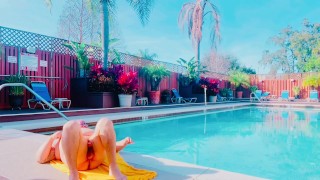 PUBLIC POOLSIDE HAND-free load from daddy bear 