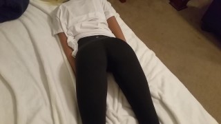 Just a Doll laying there in size 0 yoga pants