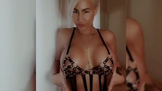 MILF having fun with GIANT BLACK DILDO 