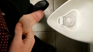 Ginger showing off in public restroom 