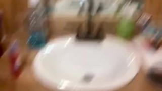 Playing with my dick in front of the mirror.