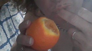 Pussy eating orange