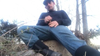 OUTDOORS: Big Dick Country Boy Fishing and Blowing a Big Load One The River Bank