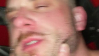 Big dicked muscle otter fucks muscle bear in a sling at a filthy sex club in Dallas