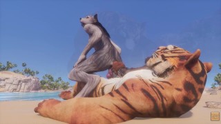 Wild Life / Furry Wolf Girl with Furry Tiger