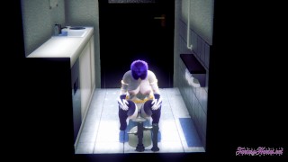 Titans Hentai - Raven peeing in a japanese toilet
