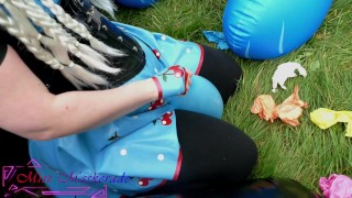 Miss Maskerade Rubber Doll Playing And Pop Balloon - Looner Fetish In Full Latex 03