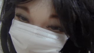 Japanese amateur boy, cumshot on big boobs love doll wearing sexy band!