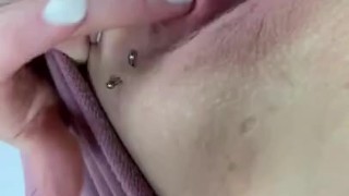 Cute Shares A Quick Peak of Her Pierced Pussy