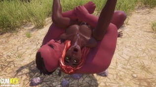 Ebony gets Her pussy Attacked! threesome Fuck | 3D Porn Wild Life