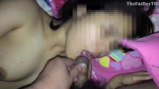 Asian couple cum in mouth