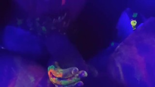 Hot tinder college slut glow paint blacklight cock sucking