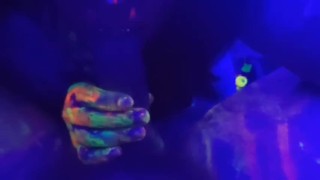 Hot tinder college slut glow paint blacklight cock sucking