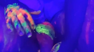 Hot tinder slut glow in the dark body paint blacklight cock suck