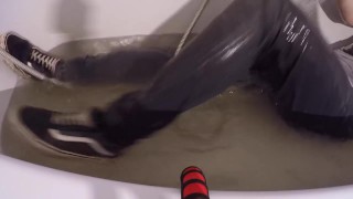 Pissing my Jeans and Vans Sneakers then taking a Warm Bath Fully Clothed