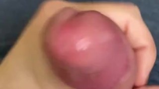 guy jerks off a big dick and cums on himself a lot of sperm
