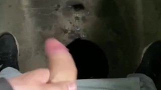 Russian straight jerks off a big dick in the toilet in the village cums a lot of sperm