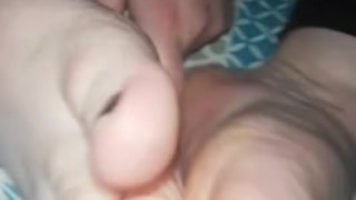 Footfetish play with a dildo
