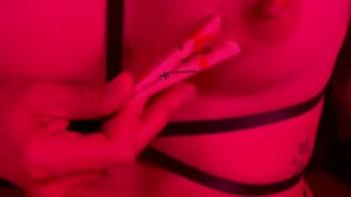 Clothespins & Wax on my nipples