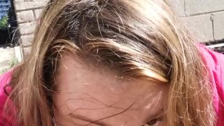 Sissy Sucks Dildo Outside!