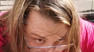 Sissy Sucks Dildo Outside!