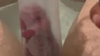 Penis pump in the tub