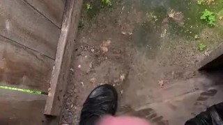 guy in the toilet fingering fat cock cums