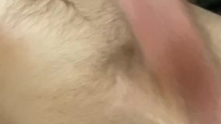 Wanking my big cock over my stomach, cumshot splashing as married straight guy jerks hard