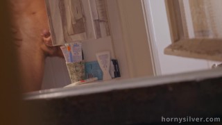 Secretly caught jerking off in the bathroom after workout.