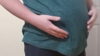Chubby bottom strips and cums hard