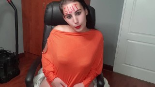 Chubby slut talking dirty and strip teasing for the cock viewing this video
