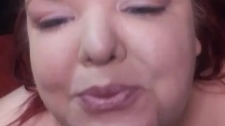 Sucking on my Big Purple Dildo between my Giant Tits - VivianDimondBBW
