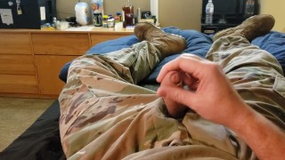 Military Guy Relaxing Before Work Thinking Of You