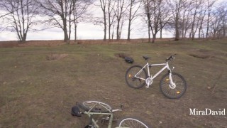 Our bike ride turned into a sweet blowjob with cum in mouth - MiraDavid