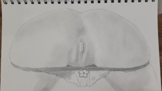 Drawing a vagina and panties porn art video number 2
