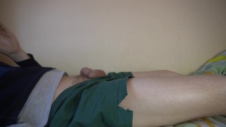 Handsome plays with cock