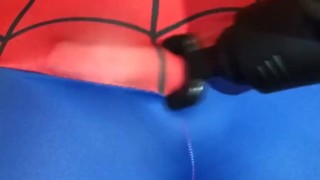 making Soft COCK get HARD using MASSAGE GUN ** HORNY SPIDER-MAN **