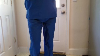 Nurse wetting her scrubs
