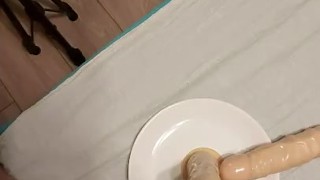 Jerking on dildos slow mo