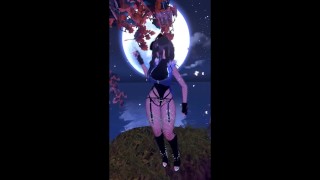 puppy girl dancing in the moonlight