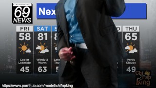 Channel69 News - Black Chubby Weather Man Jacks Slippery Cock Busts Fat Nut, Cums Hard in Suit