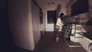 【女装】夜の公衆トイレでちょっとだけ脱いでみました。