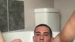 Anal pounding in the bath, Extra large dildo and DP large dildos