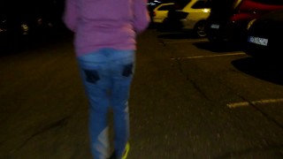 My HOT Female desperation and pissing my jeans at night on public